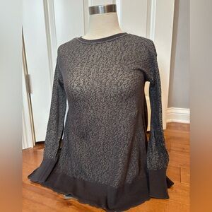 Chic Black and Gray Long Sleeve Women's Top
